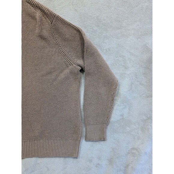 J Crew Mens XL Tan Waffle Texture Cotton Knit 1/4 Zip Sweater Pullover - Picture 13 of 16